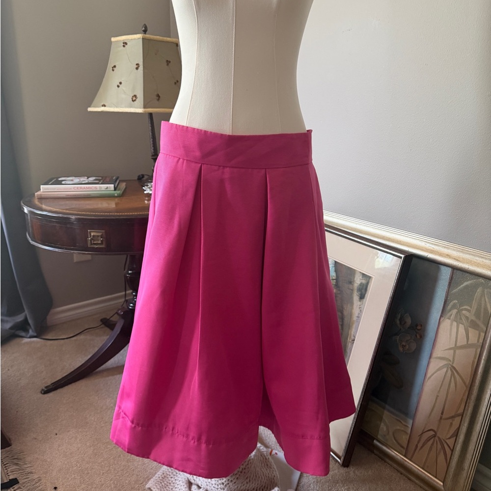 Eliza J Size 14 Hot Pink Pleated Midi Skirt Tulle Lined Pockets Party Formal